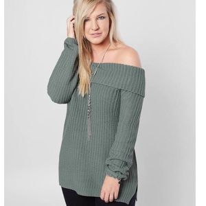 Muted green Cowl Neck sweater